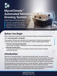 MycoClimate automated monotub growing system with mushrooms. Features include temperature control & fresh air exchange.