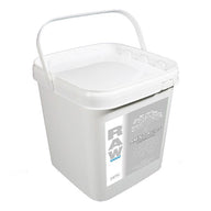 White bucket of NPK RAW Amino Acids fertilizer with a tree and root graphic.