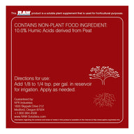 RAW soluble plant supplement label: 
