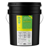 Large black bucket of NPK RAW Microbes Grow Stage for soil, 25 lbs.