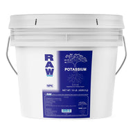 White 10lb bucket of RAW Potassium Power 0-0-50 fertilizer with blue label.
