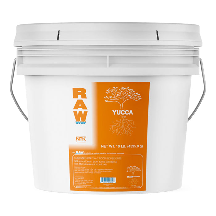 RAW Yucca Flow wetting agent fertilizer, 10 lb bucket.