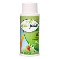 Optic Foliar REV 60ml fertilizer bottle with green label and red berries.