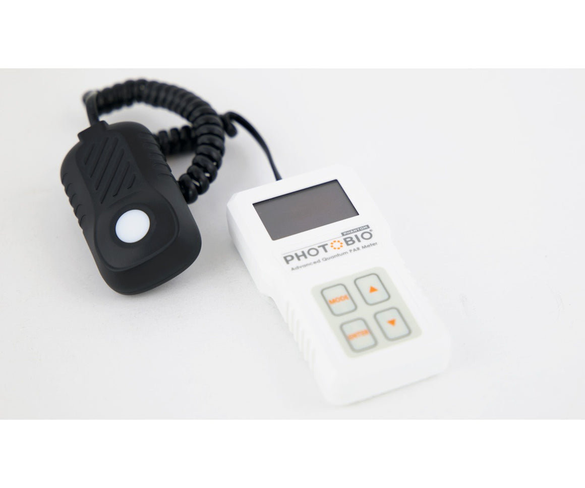 PHOTOBIO Advanced Quantum PAR Meter with handheld sensor and coiled cord.