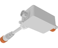 White signal repeater with orange connectors and grey housing, featuring a multi-pin connector.