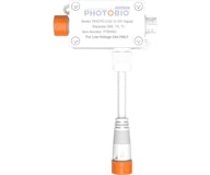 PHOTO•BIO 0-10V signal repeater with white casing, orange dial, and white cable.