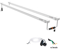 Two white PHOTOBIO VP LED grow lights with connectors and cords, for growing plants.