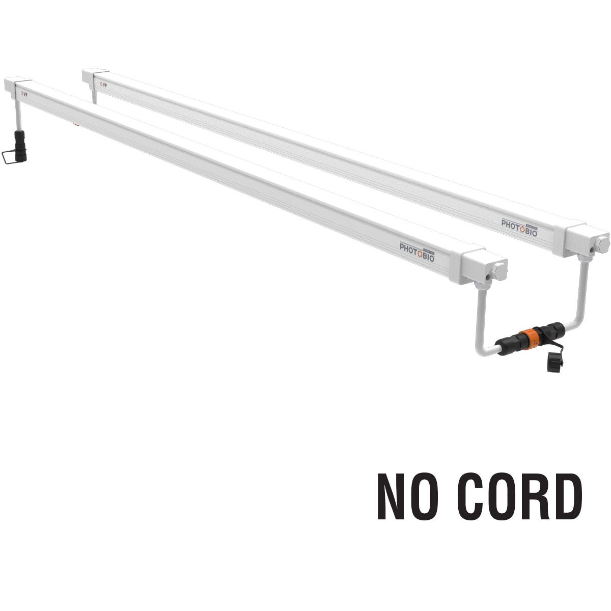 Two white PHOTOBIO VP LED grow lights, no power cord, white background with "NO CORD" text.