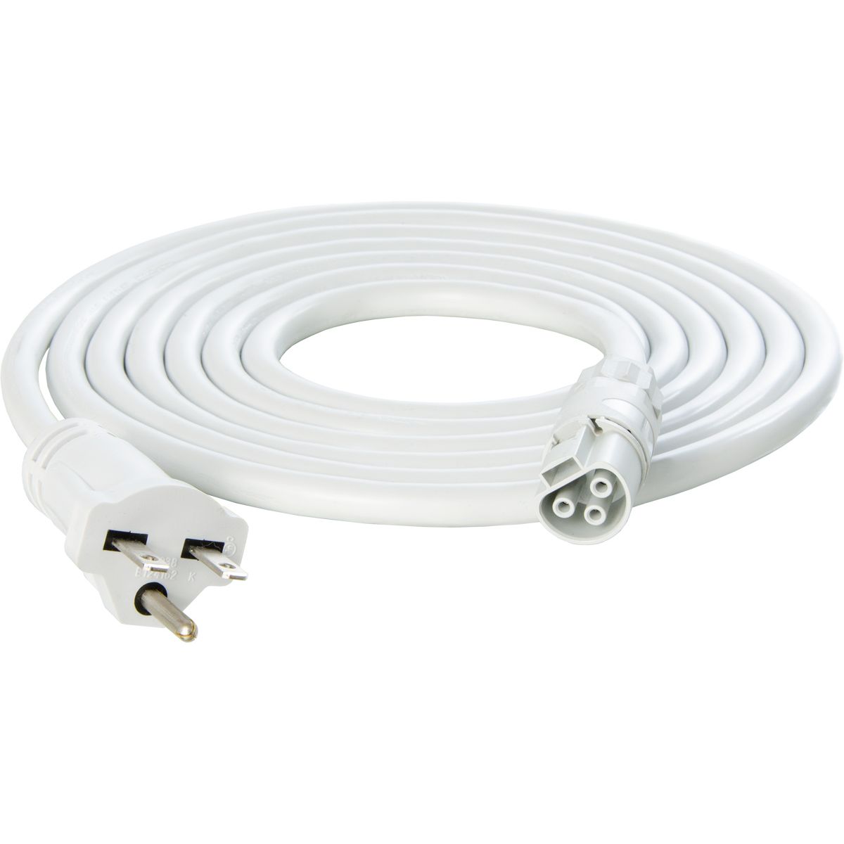 White 10ft power cable with a NEMA 5-15 plug and a 3-pin connector.