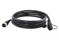Black AC power link cable with white and black connectors on a white background.