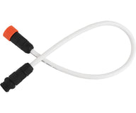 White power link cable with black connectors and an orange cap on one end.