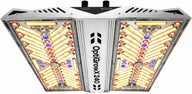 OptiGrow X240 LED grow light with white, red, and blue diodes, aluminum housing, and 