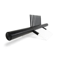 A black roller brush with black and white bristles on a white background.