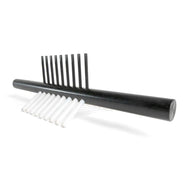 Black prepress roller with black tines and white filling tubes on a white background.