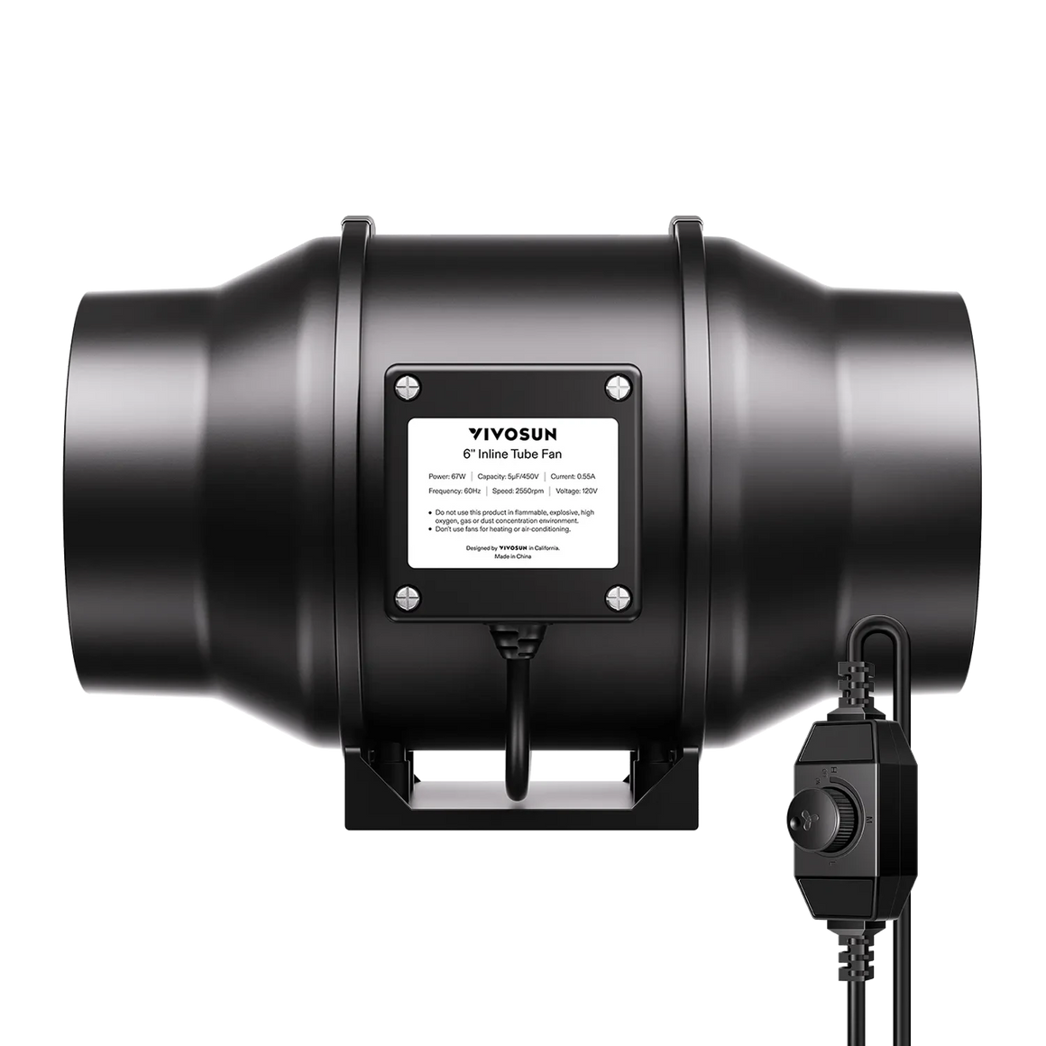 VIVOSUN R6 Inline Fan w/ Variable Speed Controller - 6" Duct