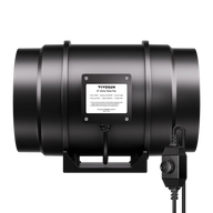 Black VIVOSUN 8-inch inline tube fan with variable speed controller. Perfect for grow tent ventilation.