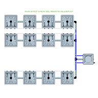 RAIN 12 Pot 3 Row 30L Remote Header Kit diagram with 12 square pots in 3 rows connected to a header unit.