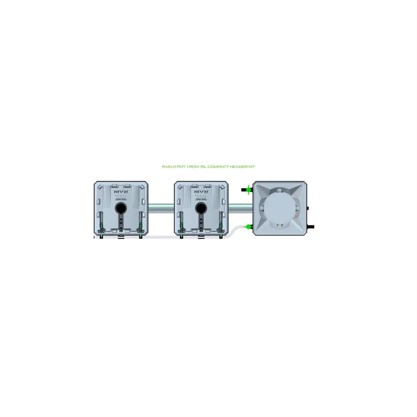 Alien Hydroponics RAIN System - 2 Pot 1 Row 15L Compact Header Kit
