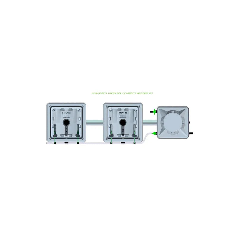 Alien Hydroponics RAIN System - 2 Pot 1 Row 30L Compact Header Kit