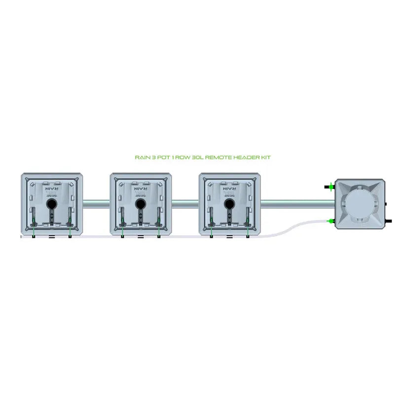 Alien Hydroponics RAIN System - 3 Pot 1 Row 30L Remote Header Kit 