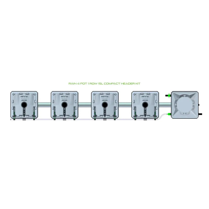 Alien Hydroponics RAIN System - 4 Pot 1 Row 15L Compact Header Kit