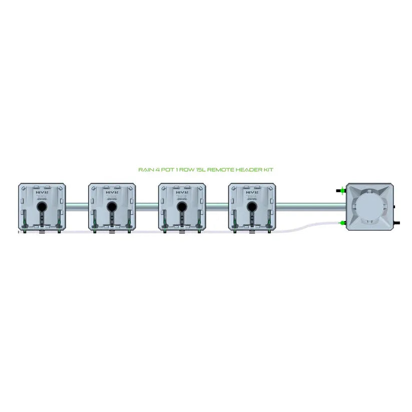 Alien Hydroponics RAIN System - 4 Pot 1 Row 15L Remote Header Kit