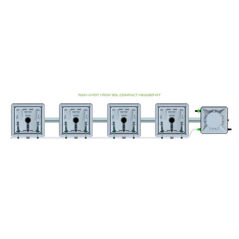 Alien Hydroponics RAIN System - 4 Pot 1 Row 30L Compact Header Kit