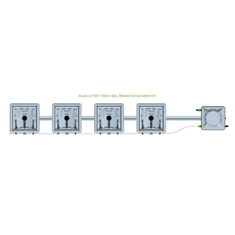 Alien Hydroponics RAIN System - 4 Pot 1 Row 30L Remote Header Kit