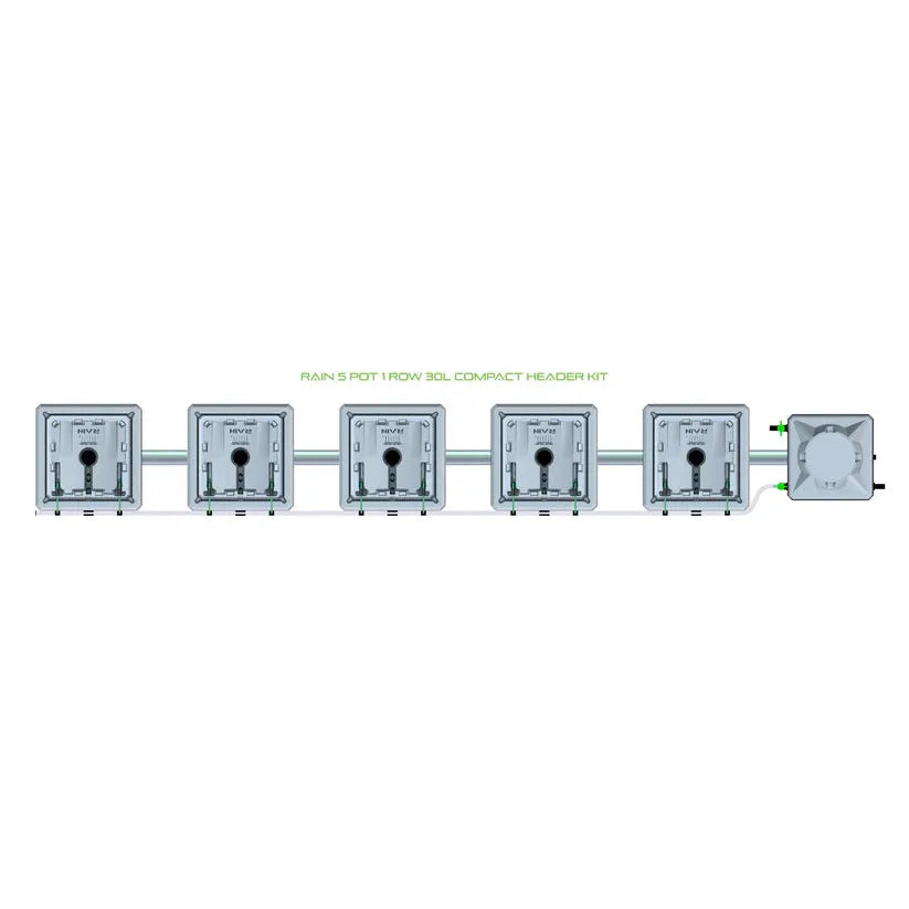 Alien Hydroponics RAIN System - 5 Pot 1 Row 30L Compact Header Kit