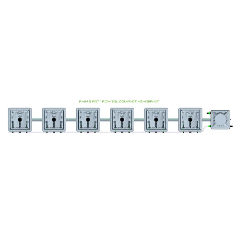 Alien Hydroponics RAIN System - 6 Pot 1 Row 30L Compact Header Kit