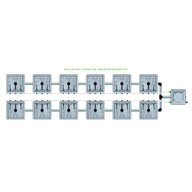 RAIN 12 Pot 2 Row 30L Remote Header Kit, showing 12 grey square units connected in two rows to a header.