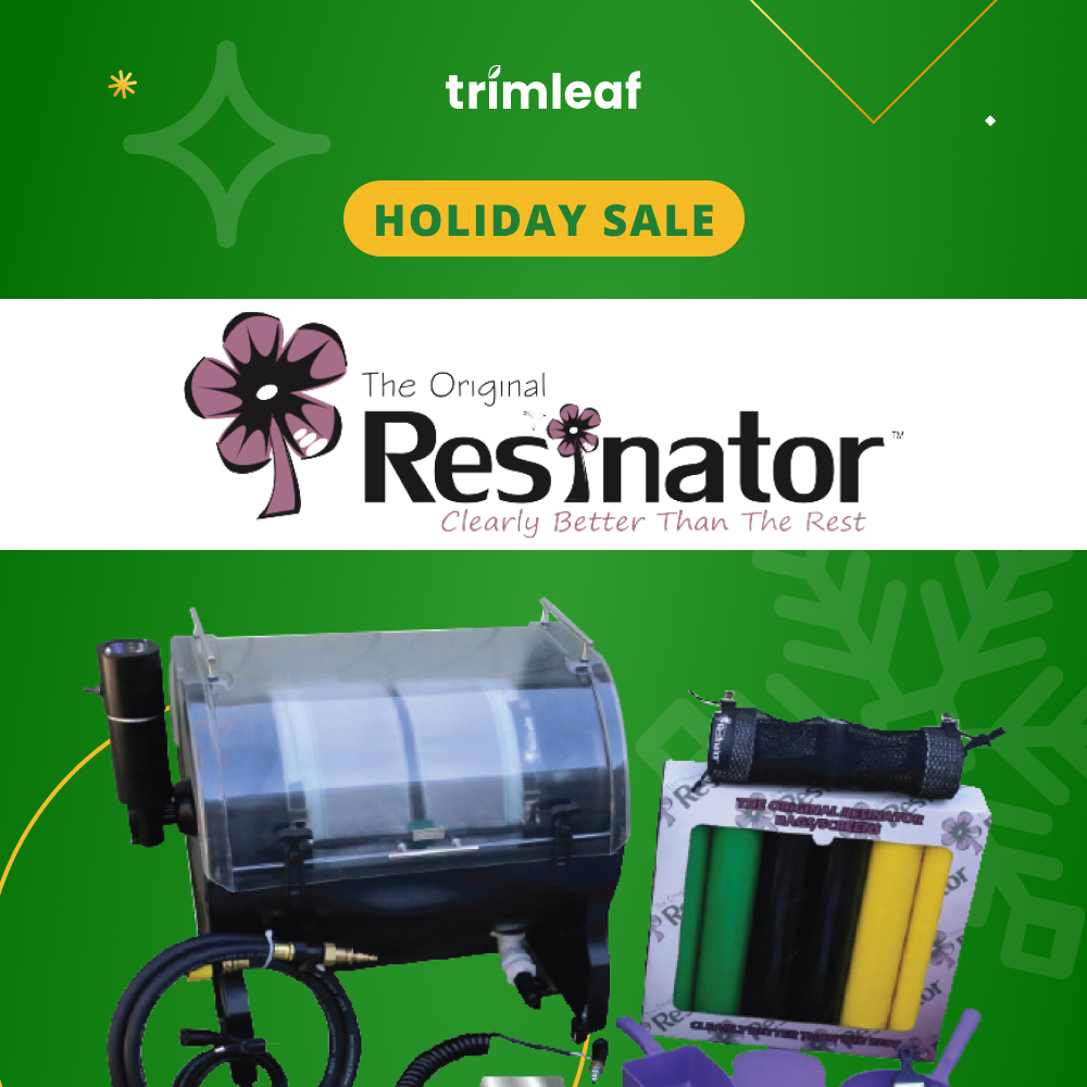 Trimleaf "The Original Resinator" holiday sale image with product shots.