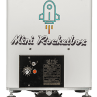 Mini Rocketbox cone filling machine with rocket graphic.