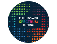 Full Power Spectrum Tuning logo with colorful dots forming a gradient effect on a dark blue circle.