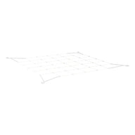 3x3ft netting with diamond-shaped mesh and metal hooks.