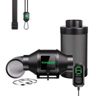 VIVOSUN black ventilation kit: inline fan, carbon filter, flexible ducting, digital controller, and hanging accessories.