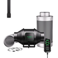VIVOSUN AeroZesh S4 smart air filtration kit with inline fan, carbon filter, ducting, and digital controller.