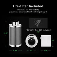 VIVOSUN carbon air filter kit: 11.8
