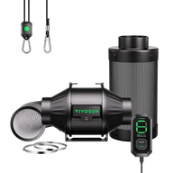 VIVOSUN AeroZesh T4 inline fan kit with carbon filter, ducting, E12 digital temp controller, and hangers.