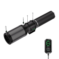 YIVOSUN black cylindrical inline fan, perforated mesh intake, ribbed exhaust, with digital controller displaying '6'.