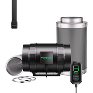 VIVOSUN Smart Air Filtration Kit: Aero Zesh S8 inline fan, carbon filter, ducting, and E12 digital controller.