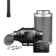 VIVOSUN AeroZesh T4 inline fan kit with carbon filter, flexible ducting, and E42A digital controller.