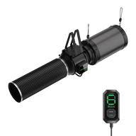 Black YIYOSUN Smart Air Filtration Kit: AeroZesh G6 inline fan, ribbed duct, mesh filter, and E12 controller.