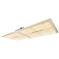 Spider Farmer SF2000 LED grow light, white frame, full spectrum LEDs, white & red diodes, logo visible.