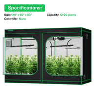 YIYOSUN black & green dual grow tent (120x60x80), with plants, grow lights, exhaust, 12-20 plants.