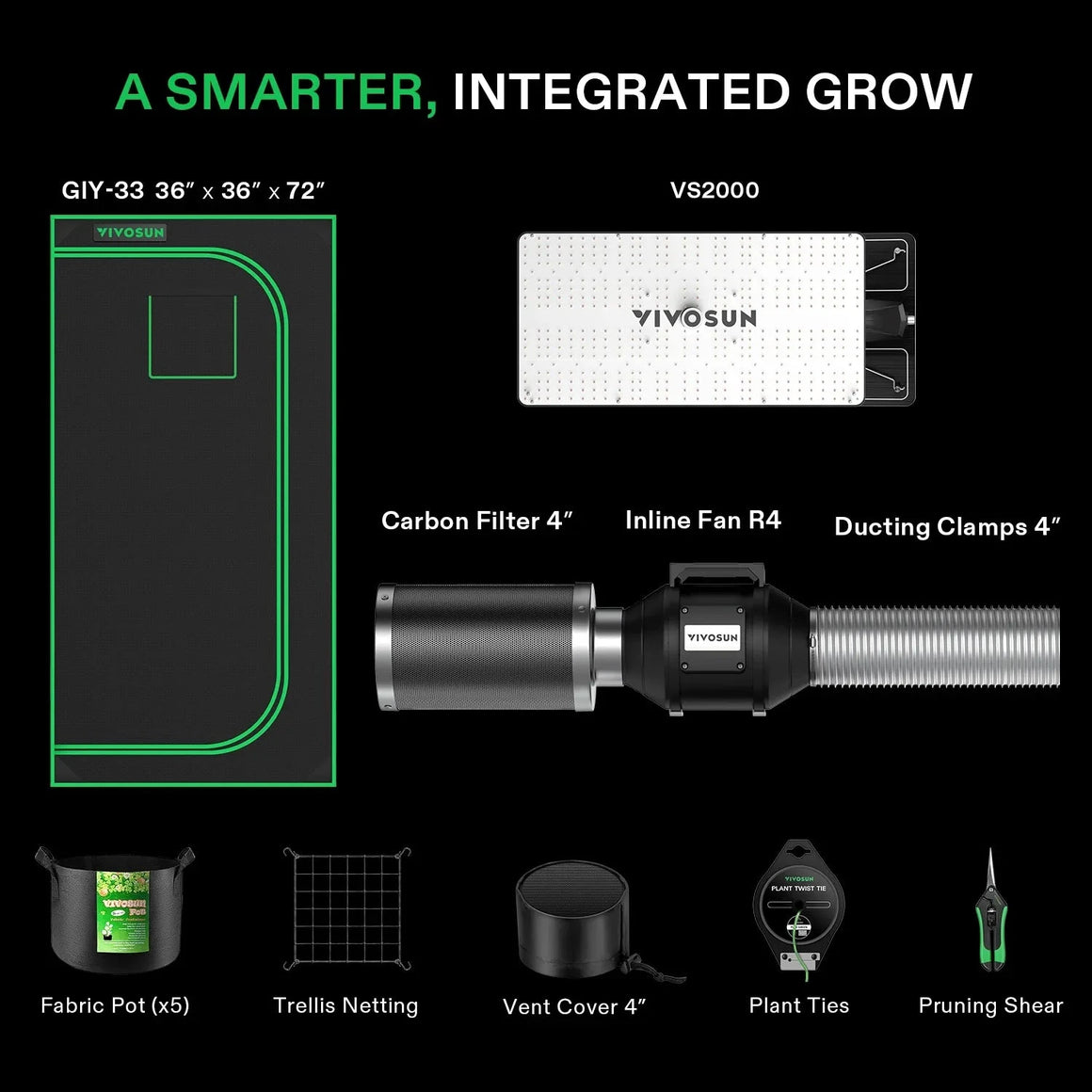 VIVOSUN GIY-33 Standard Grow Tent Kit Integrated Grow