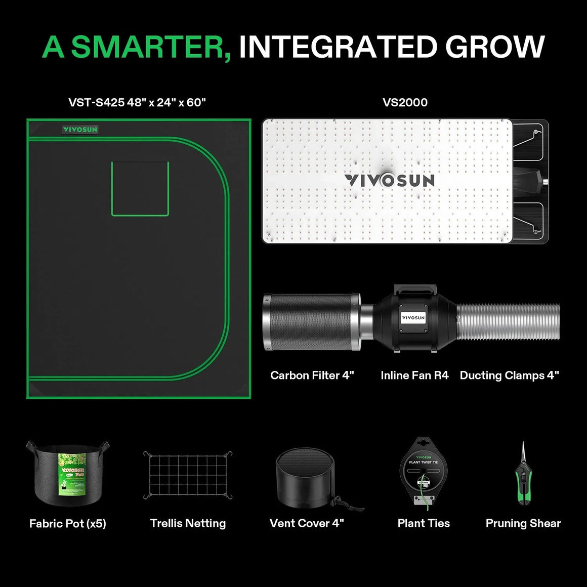 VIVOSUN GIY-42 Standard Grow Tent Kit Integrated Grow