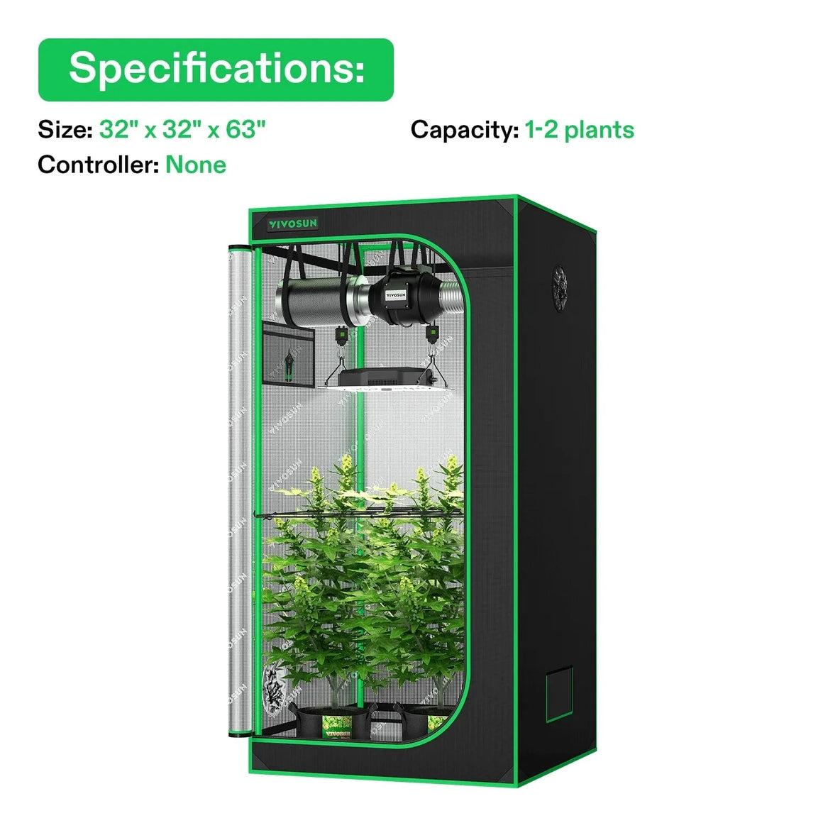 VIVOSUN GIY-27 Standard Grow Tent Kit Specifications