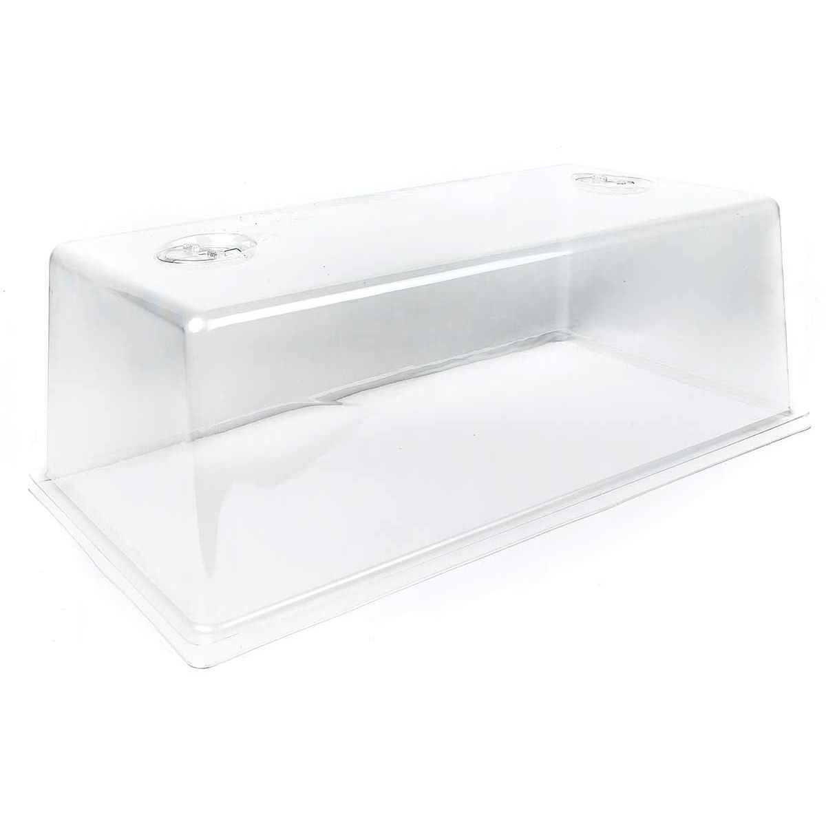 Clear plastic humidity dome with two vents on top, for starting seeds.