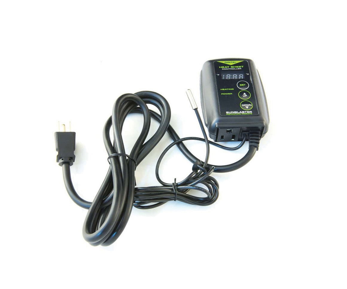 SunBlaster Digital Heat Sheet Controller with temperature probe and power cord.